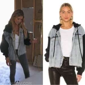 Denim and Black Hooded Jacket